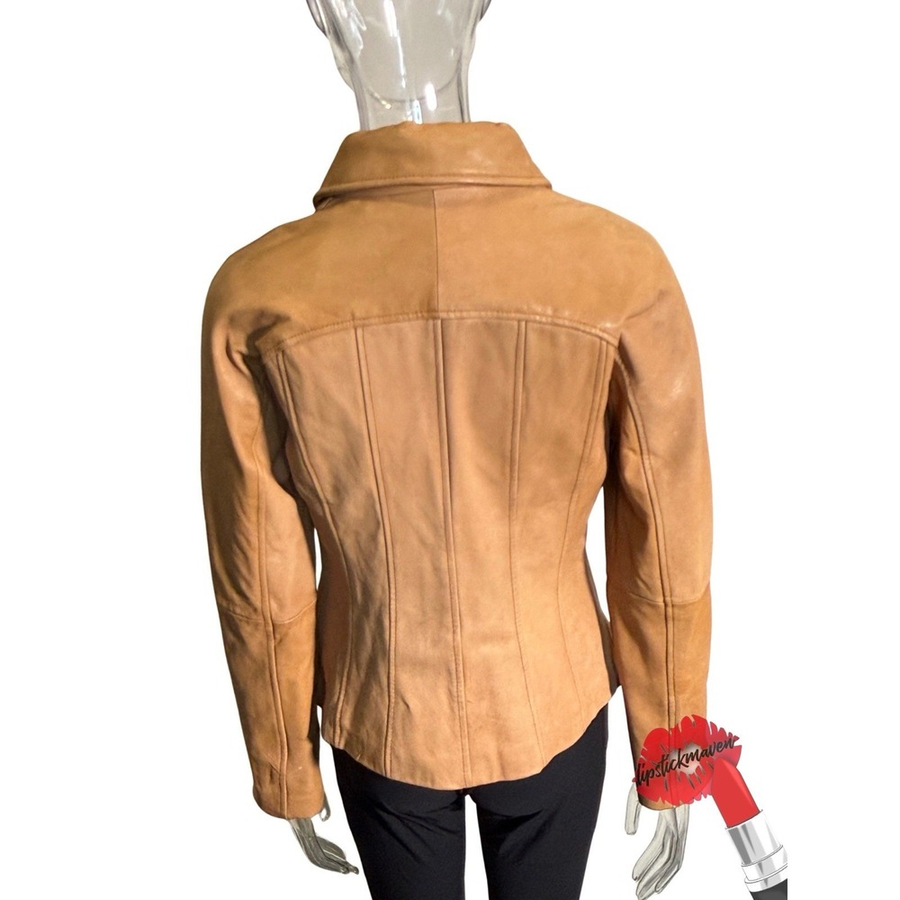 Wilsons Leather Jacket Womens Large Brown Genuine Edgy Biker Moto Zip Up - Picture 2 of 16